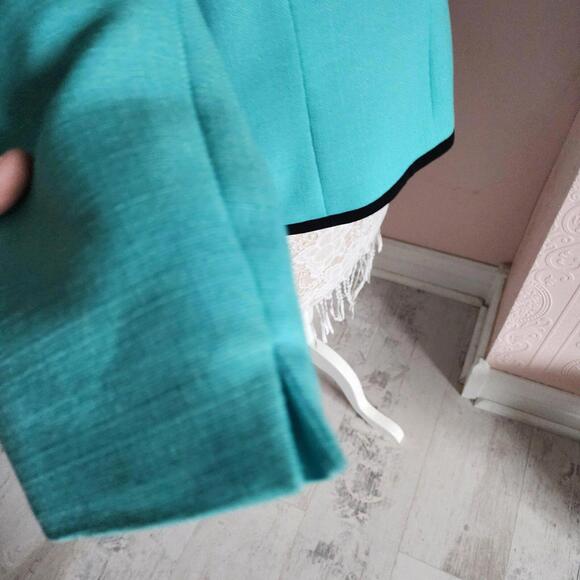 LKNW Nipon Boutique teal black scallop blazer jacket open 8 adorable - Picture 8 of 8